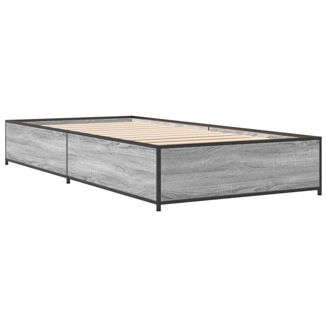 vidaXL Bett Bettgestell Grau Sonoma 90x190 cm Holzwerkstoff und Metall günstig online kaufen