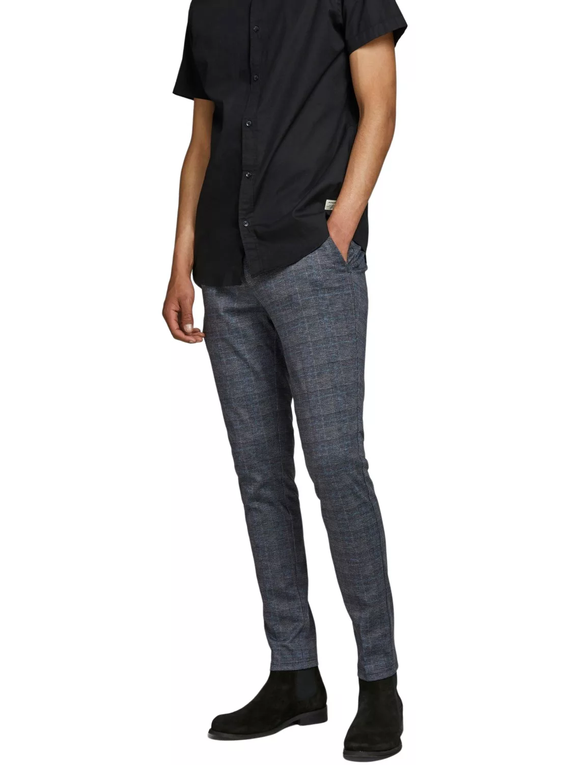 Jack & Jones Herren Chino Hose JPSTMARCO JJPHIL NOR DG CHECK - Slim Fit Gra günstig online kaufen