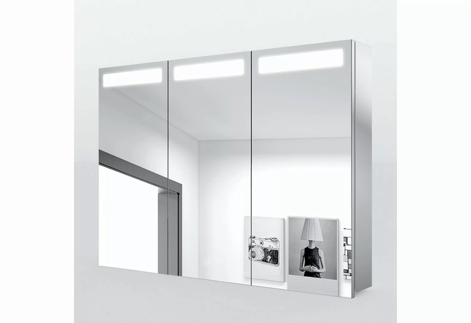 SONNI Badezimmerspiegelschrank Edelstahl Spiegelschrank 3-türig mit LED Bel günstig online kaufen