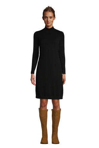 Kaschmir-Kleid, Damen, Größe: L Normal, Schwarz, by Lands' End, Schwarz günstig online kaufen