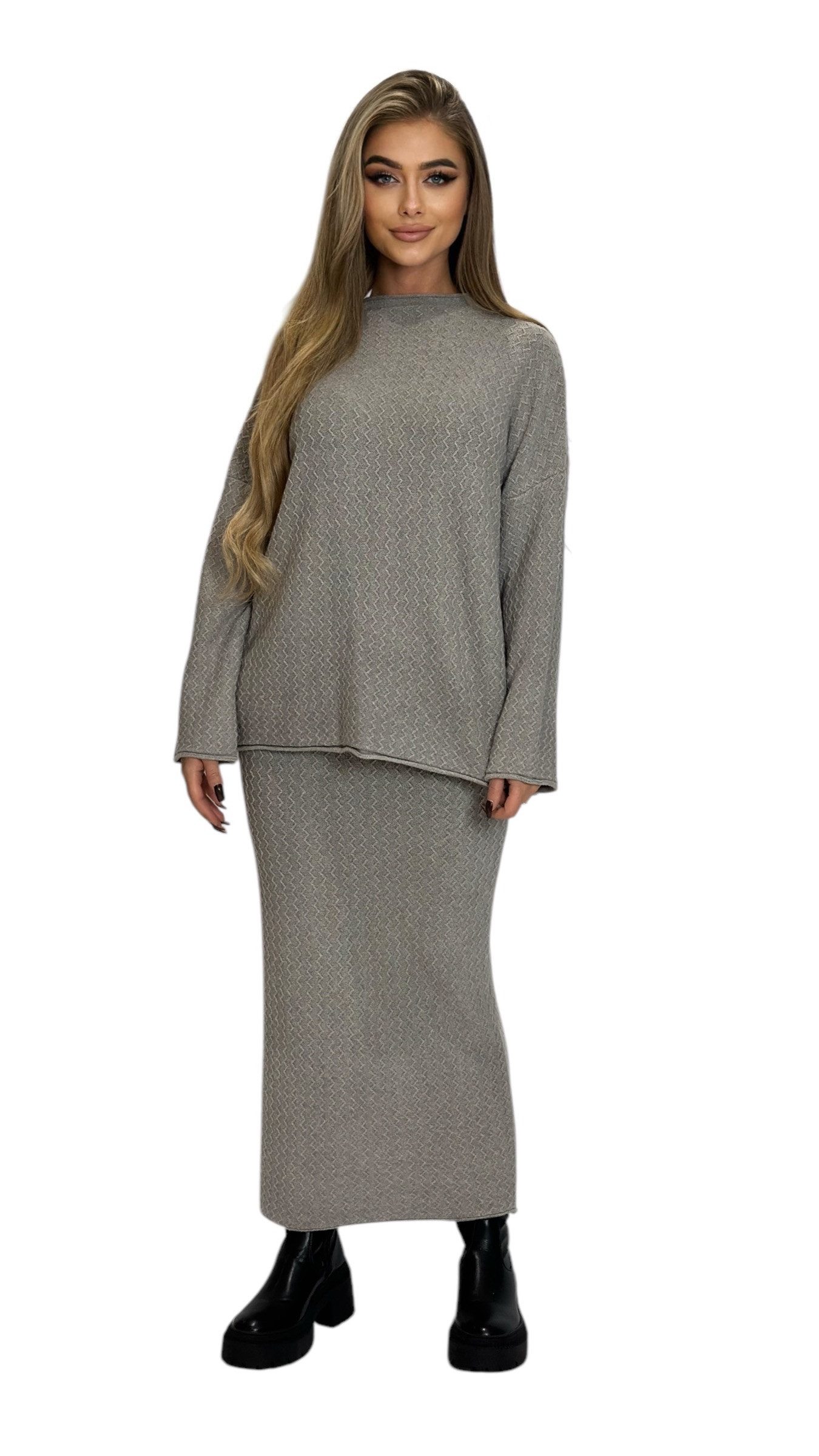 Mississhop Strickkleid Strickset Strickanzug Rock Pullover günstig online kaufen