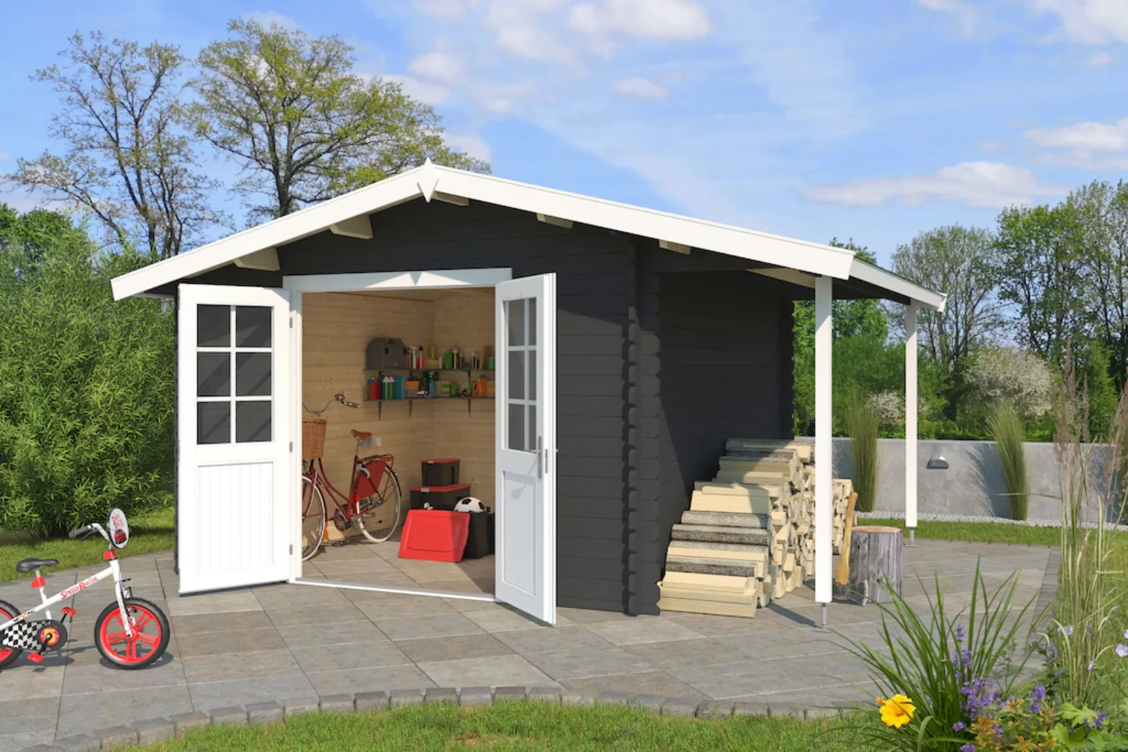LASITA MAJA Gartenhaus "Tulsa, Carbongrau", (Set), mit Dachanbau günstig online kaufen
