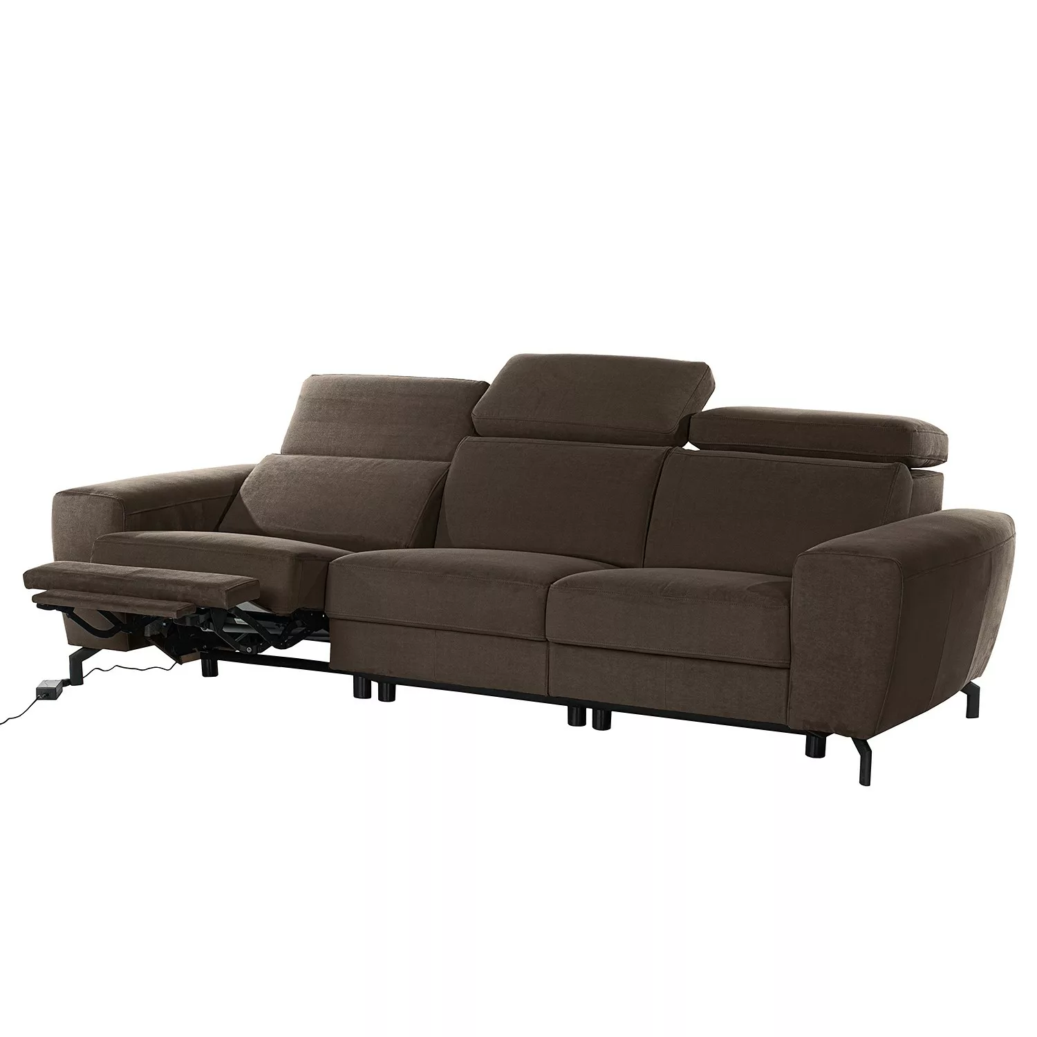 home24 loftscape Sofa Opia 3-Sitzer Dunkelbraun Microfaser 265x78x108 cm günstig online kaufen