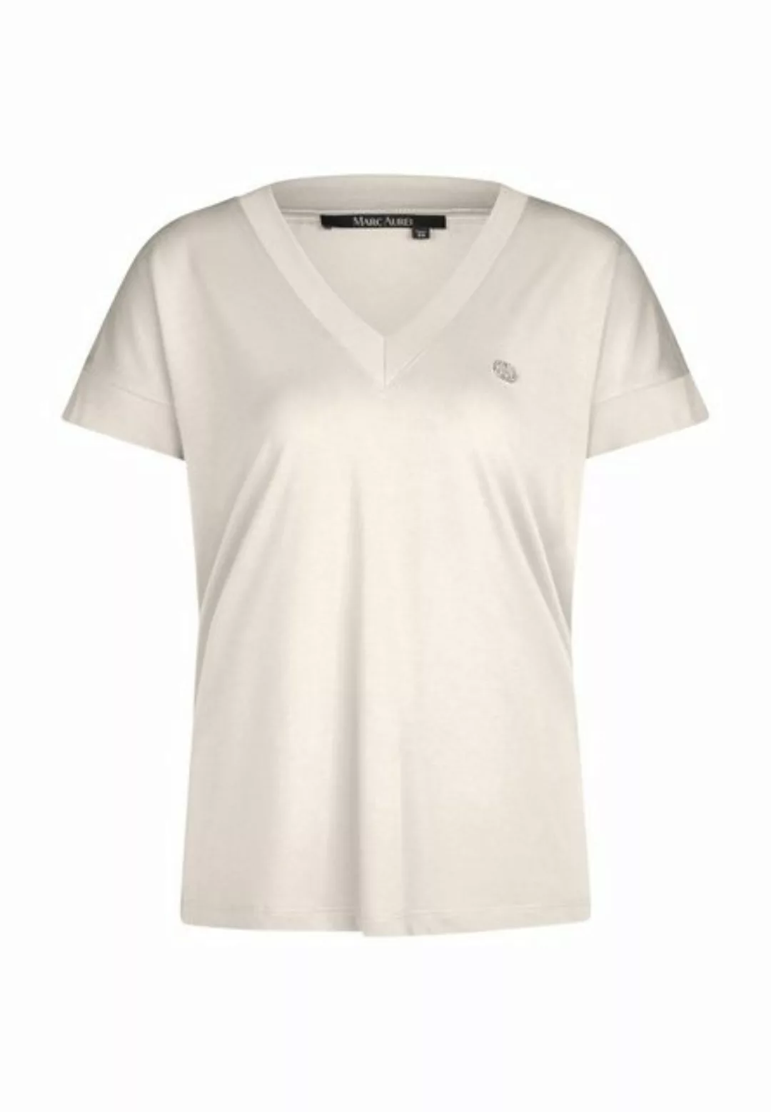 MARC AUREL T-Shirt mit V-Ausschnitt und Strass-Logo günstig online kaufen