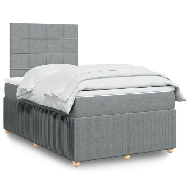 vidaXL Boxspringbett, Boxspringbett mit Matratze Hellgrau 120x200 cm Stoff günstig online kaufen