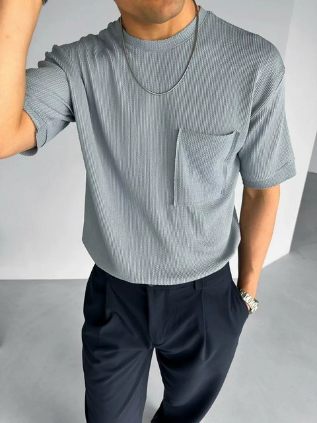 Abluka T-Shirt OVERSIZE LONG KNIT STRUCTURE T-SHIRT günstig online kaufen