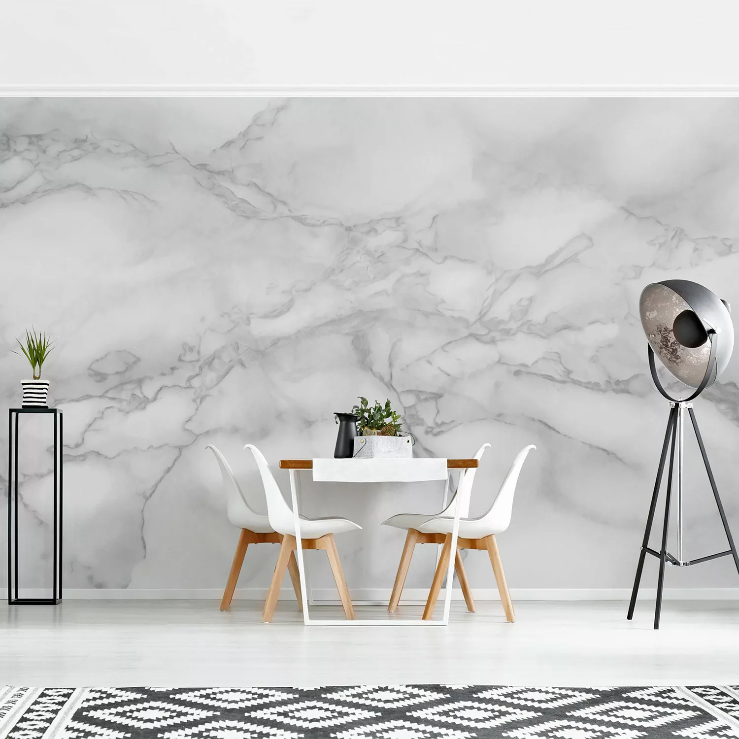 Bilderwelten Marmor Tapete Marmoroptik Schwarz Weiß grau Gr. 384 x 255 günstig online kaufen