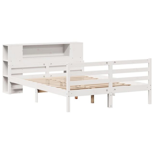 vidaXL Bett Massivholzbett mit Regal ohne Matratze Weiß 135x190 cm Kiefer günstig online kaufen