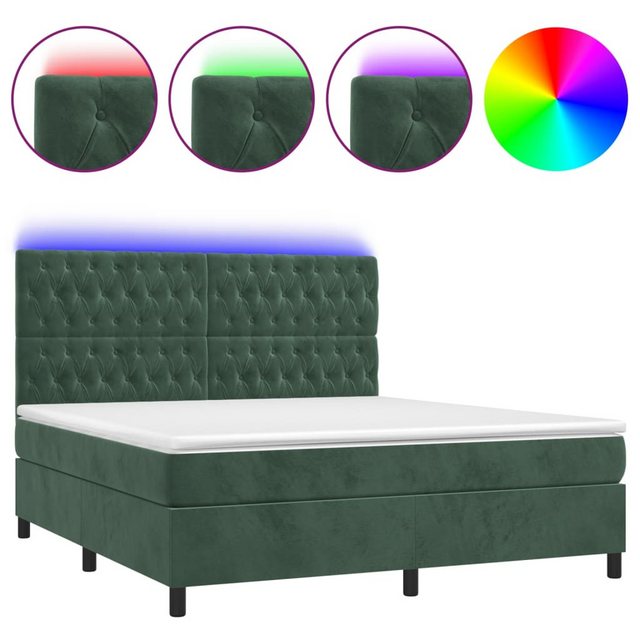 vidaXL Boxspringbett Boxspringbett mit Matratze & LED Samt (160 x 200 cm, G günstig online kaufen