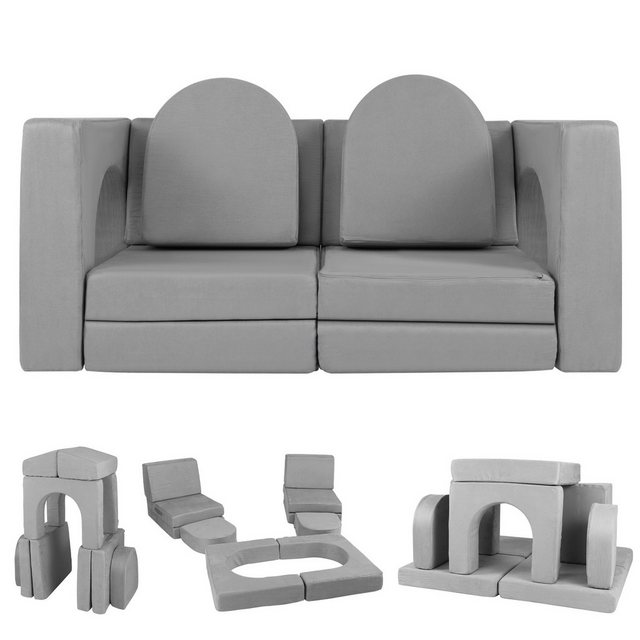 KOMFOTTEU Kindersofa, 8 Teile, Kinderspielsofa mit Wildlederstoffbezug günstig online kaufen