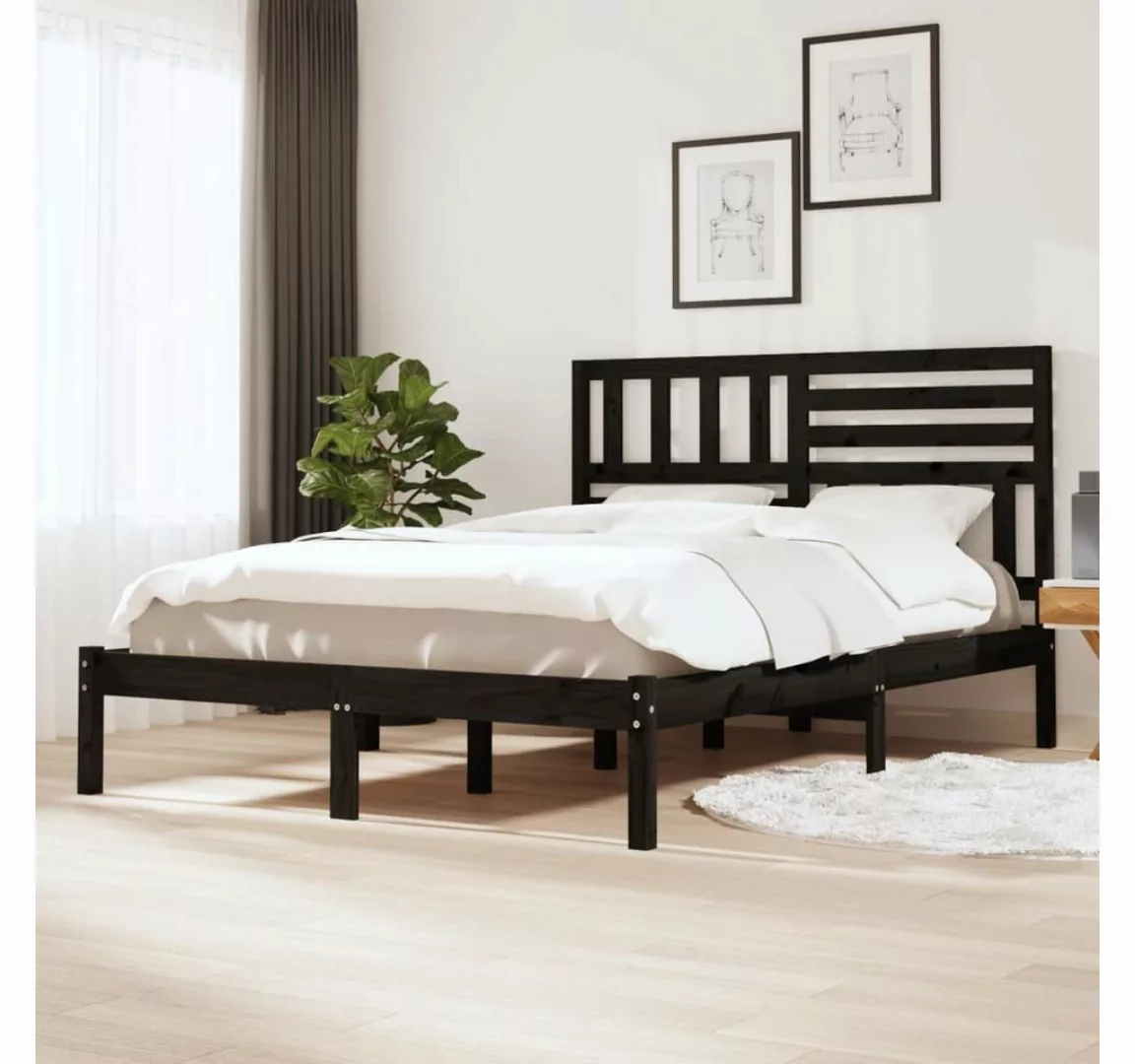 furnicato Bett Massivholzbett Schwarz 120x190 cm Kiefer günstig online kaufen