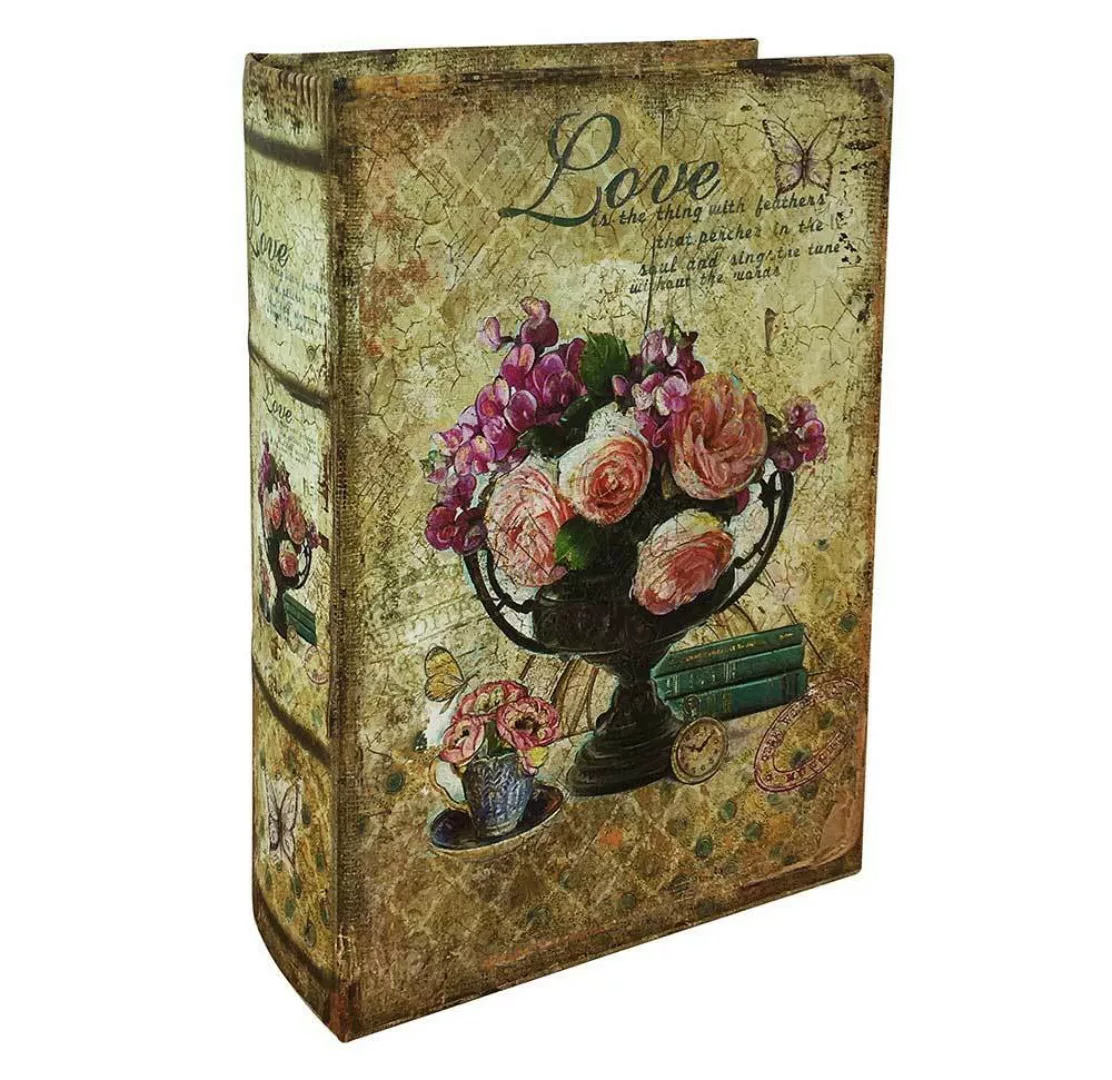 Hohles Buch mit Geheimfach Love Rosen Buchversteck Nostalgie 21 cm günstig online kaufen