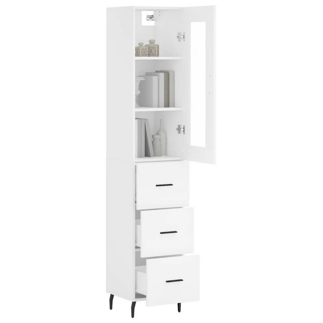 vidaXL Vitrine Highboard Weiß 34,5x34x180 cm Spanplatte Glas Vitrine günstig online kaufen