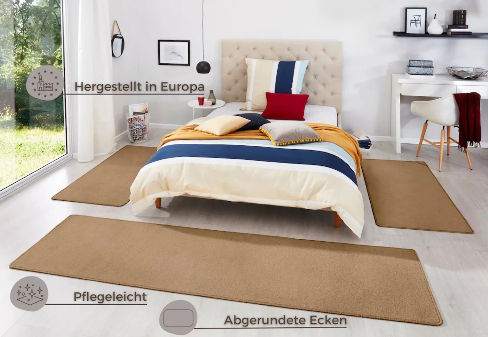 HANSE Home Bettumrandung »Fancy«, (3 tlg.), Unifarben, Bettvorleger, 3-teil günstig online kaufen