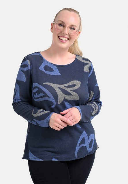 elanza T-Shirt Feinstrick-Shirt mit Paisley-Print in Blau/Grau (1-tlg) günstig online kaufen