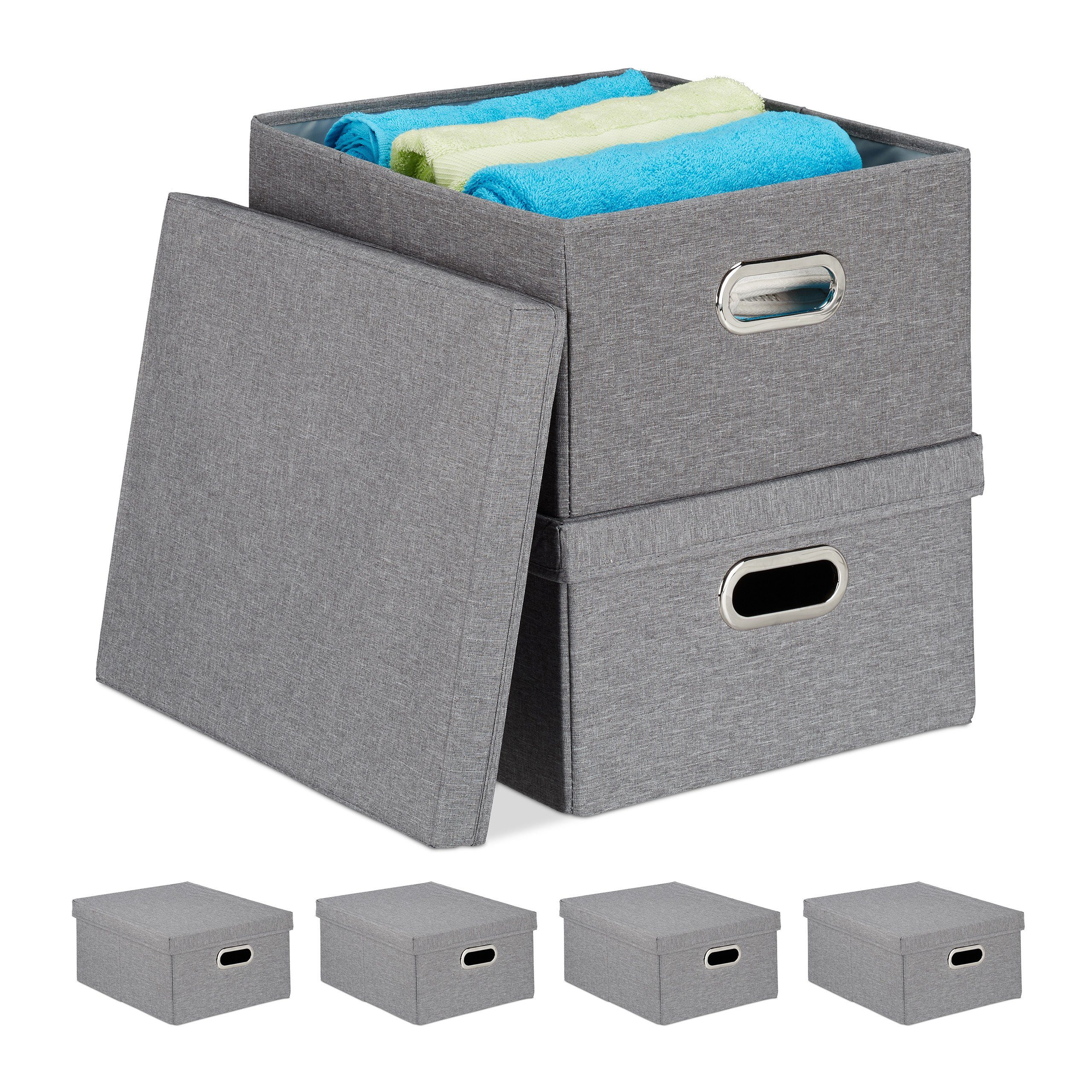 relaxdays Aufbewahrungsbox 6 x Aufbewahrungsbox mit günstig online kaufen