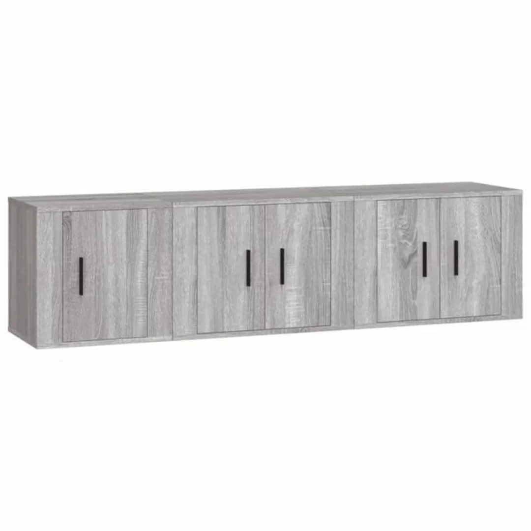 vidaXL TV-Schrank 3-tlg. TV-Schrank-Set Grau Sonoma Holzwerkstoff (3-St) günstig online kaufen