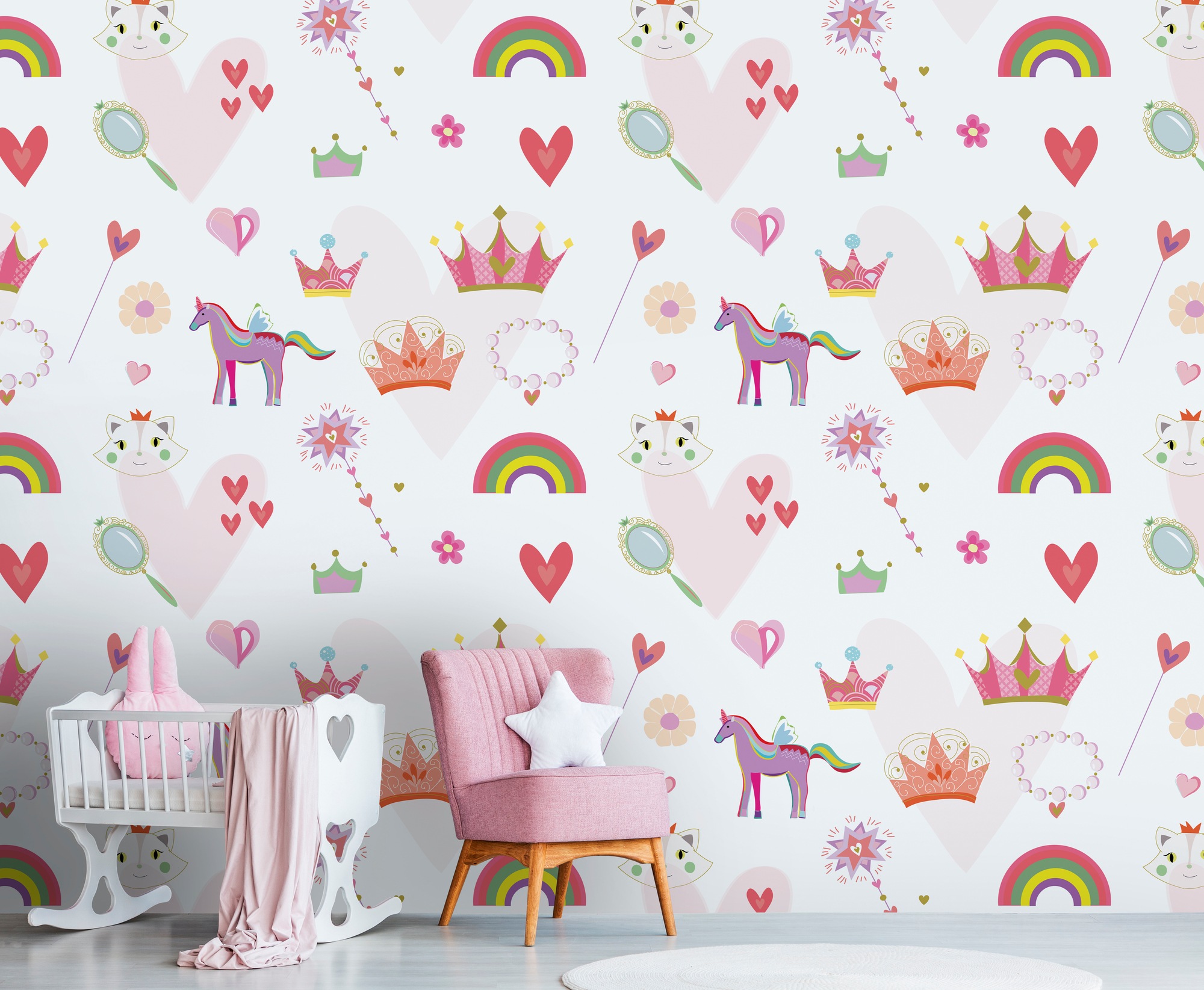 living walls Fototapete »Fototapete Mädchenzimmer Prinzessin und Einhörner« günstig online kaufen