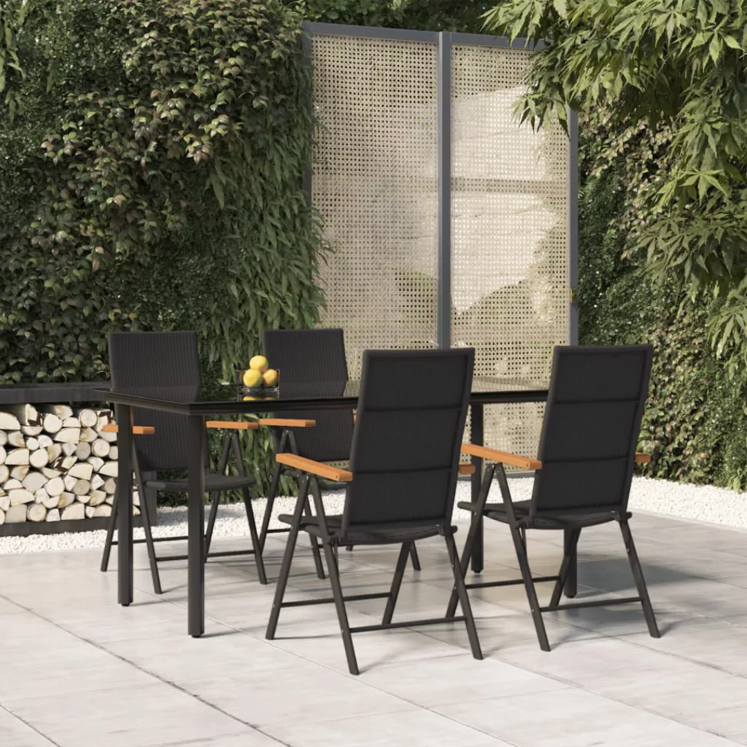 Vidaxl 5-tlg. Garten-essgruppe Schwarz Und Braun Poly Rattan günstig online kaufen