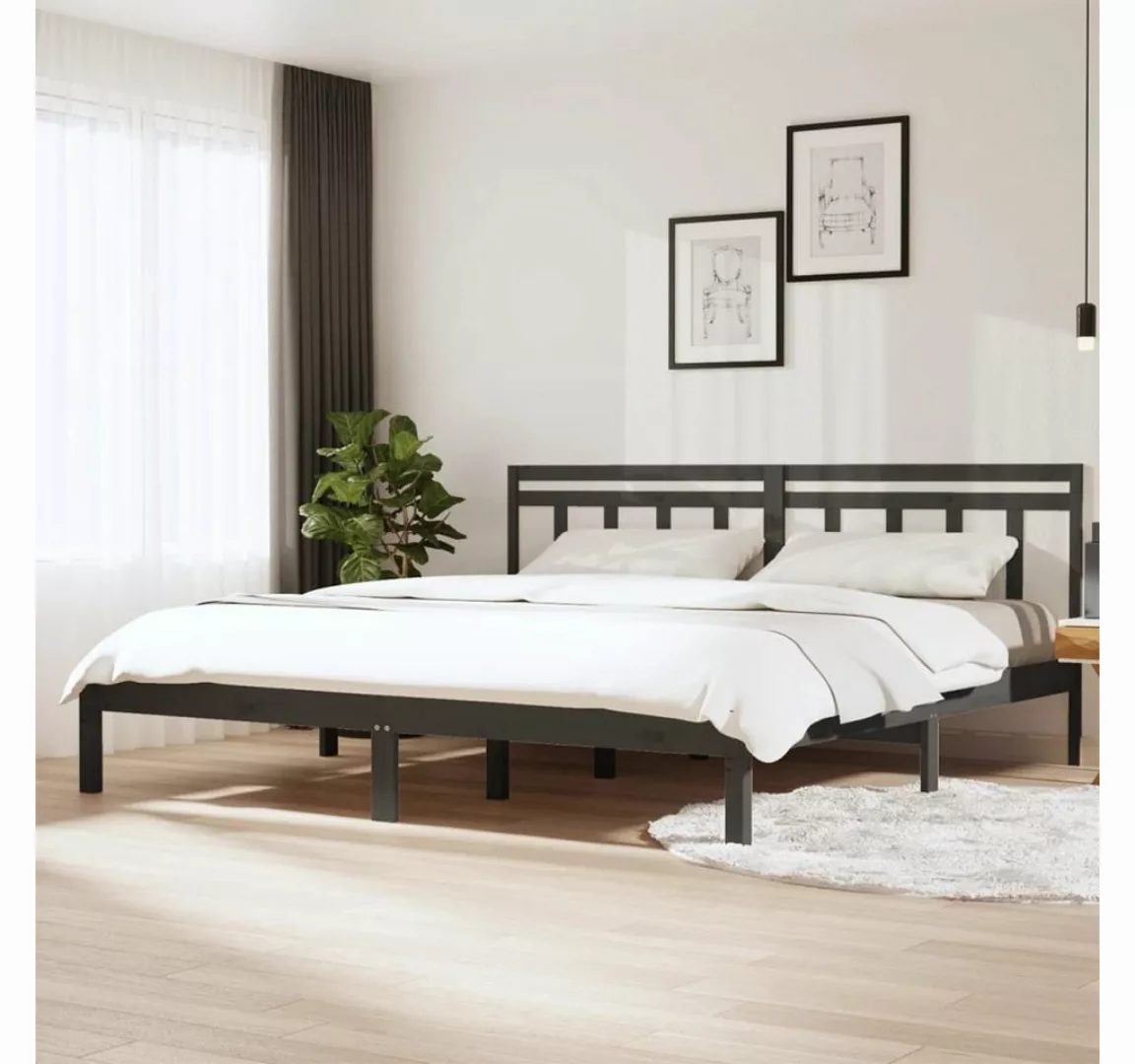 furnicato Bett Massivholzbett Grau Kiefer 160x200 cm günstig online kaufen