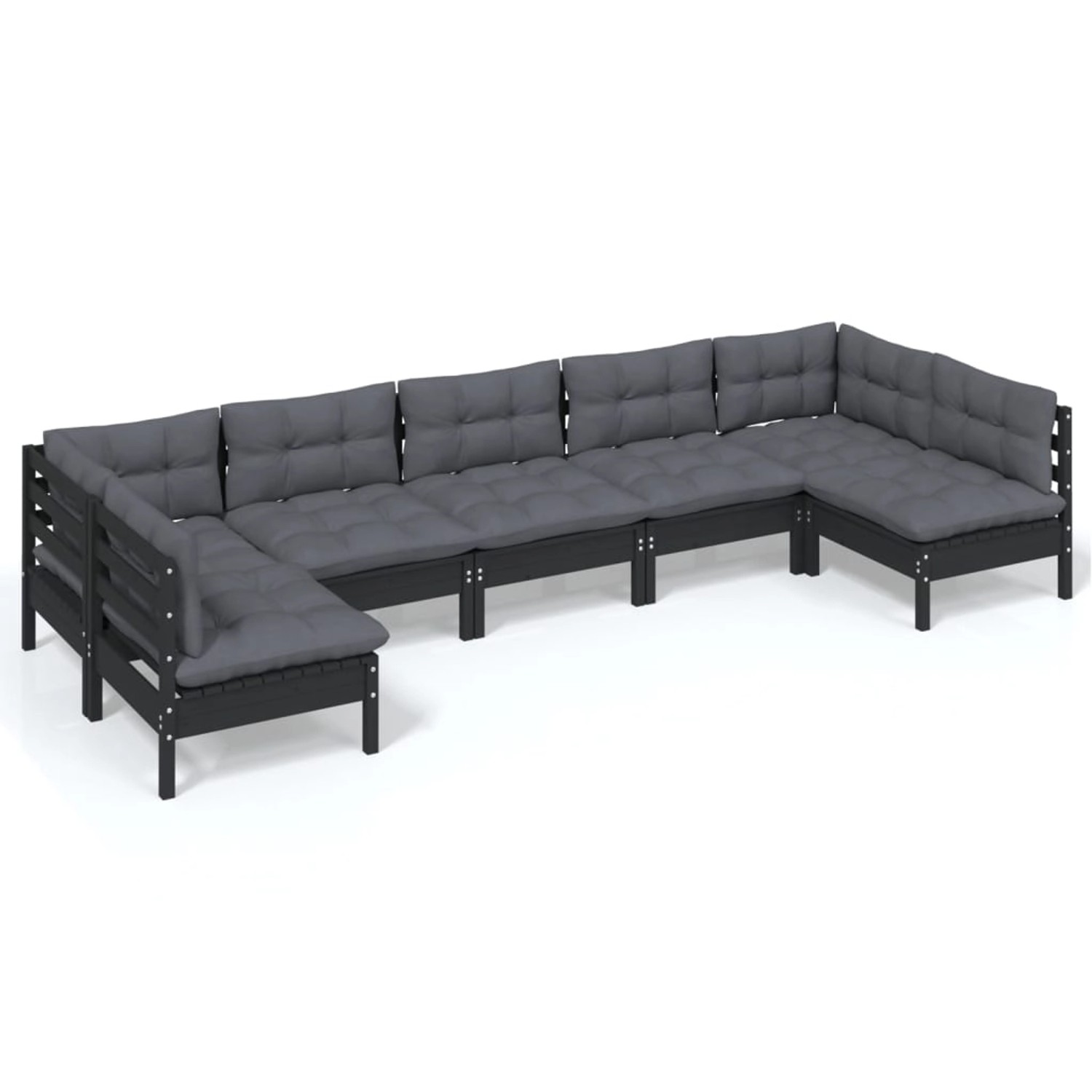 vidaXL 7-tlg Garten-Lounge-Set mit Kissen Schwarz Massivholz Kiefer Modell günstig online kaufen