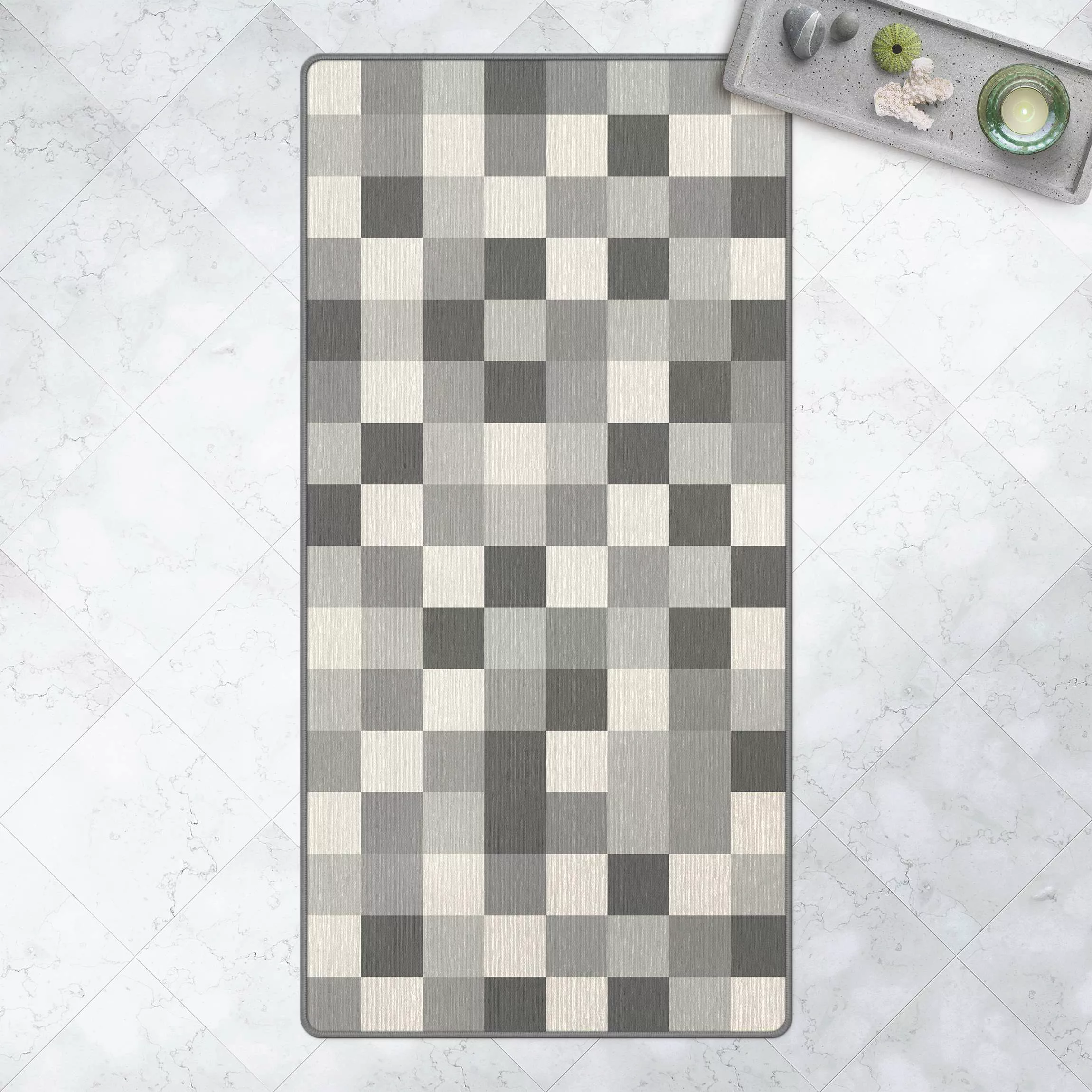 Teppich Geometrisches Muster Mosaik Grau günstig online kaufen