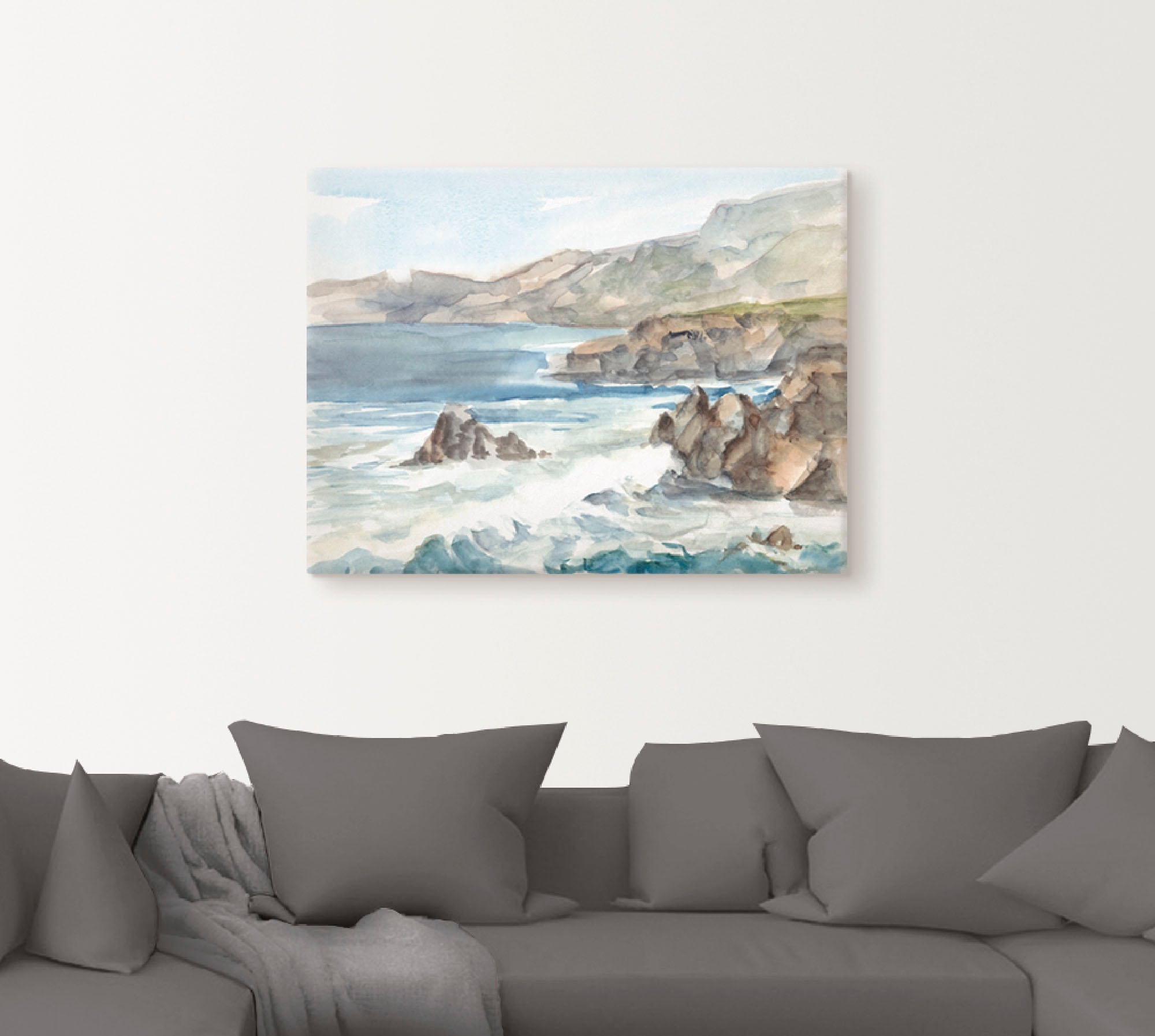 Artland Leinwandbild »Wasserfarben Küste II«, Küste, (1 St.), auf Keilrahme günstig online kaufen