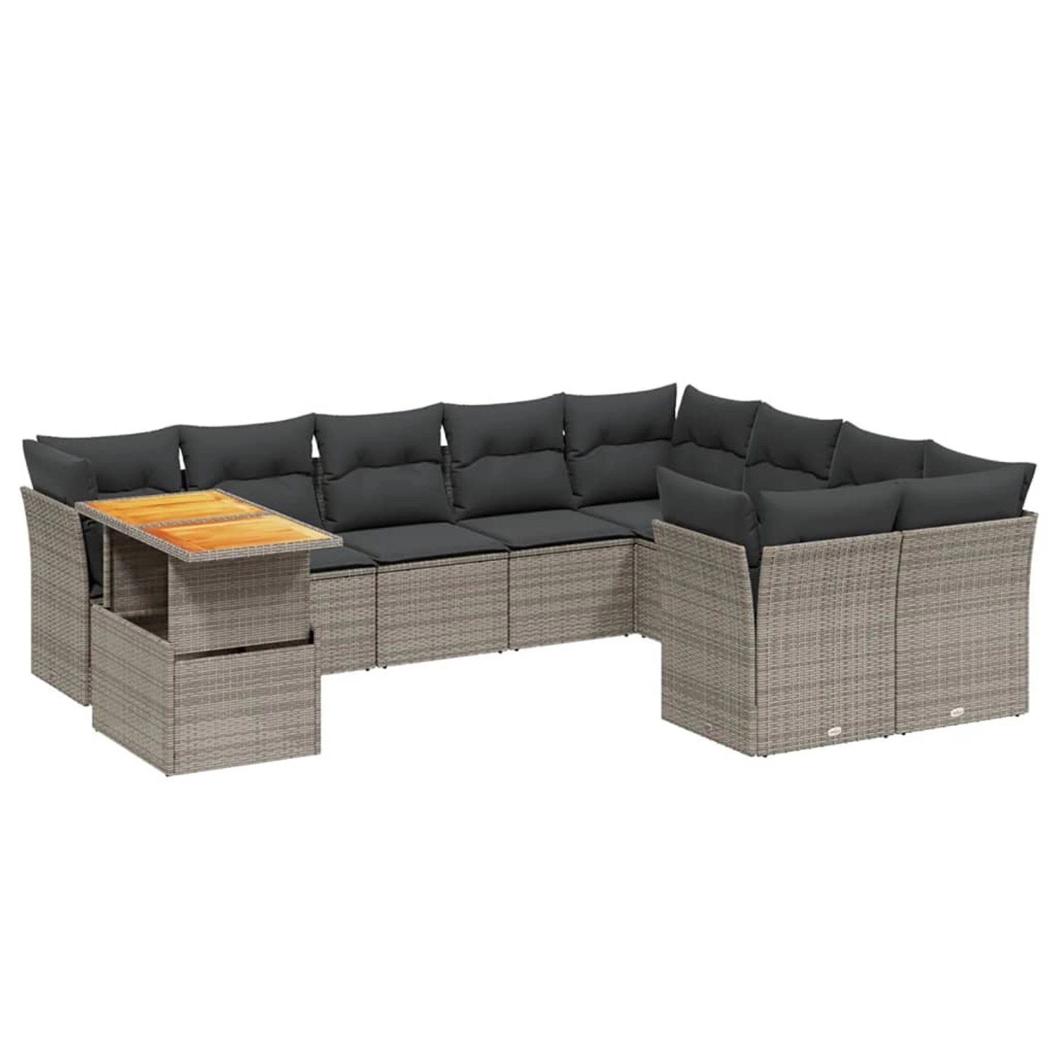 vidaXL 10-Tlg Garten-Sofagarnitur mit Kissen Grau Poly Rattan 3271018 günstig online kaufen