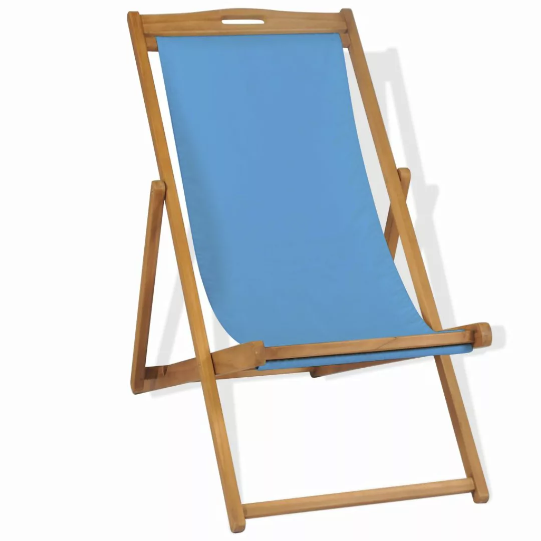 Liegestuhl Teak 56×105×96 Cm Blau günstig online kaufen