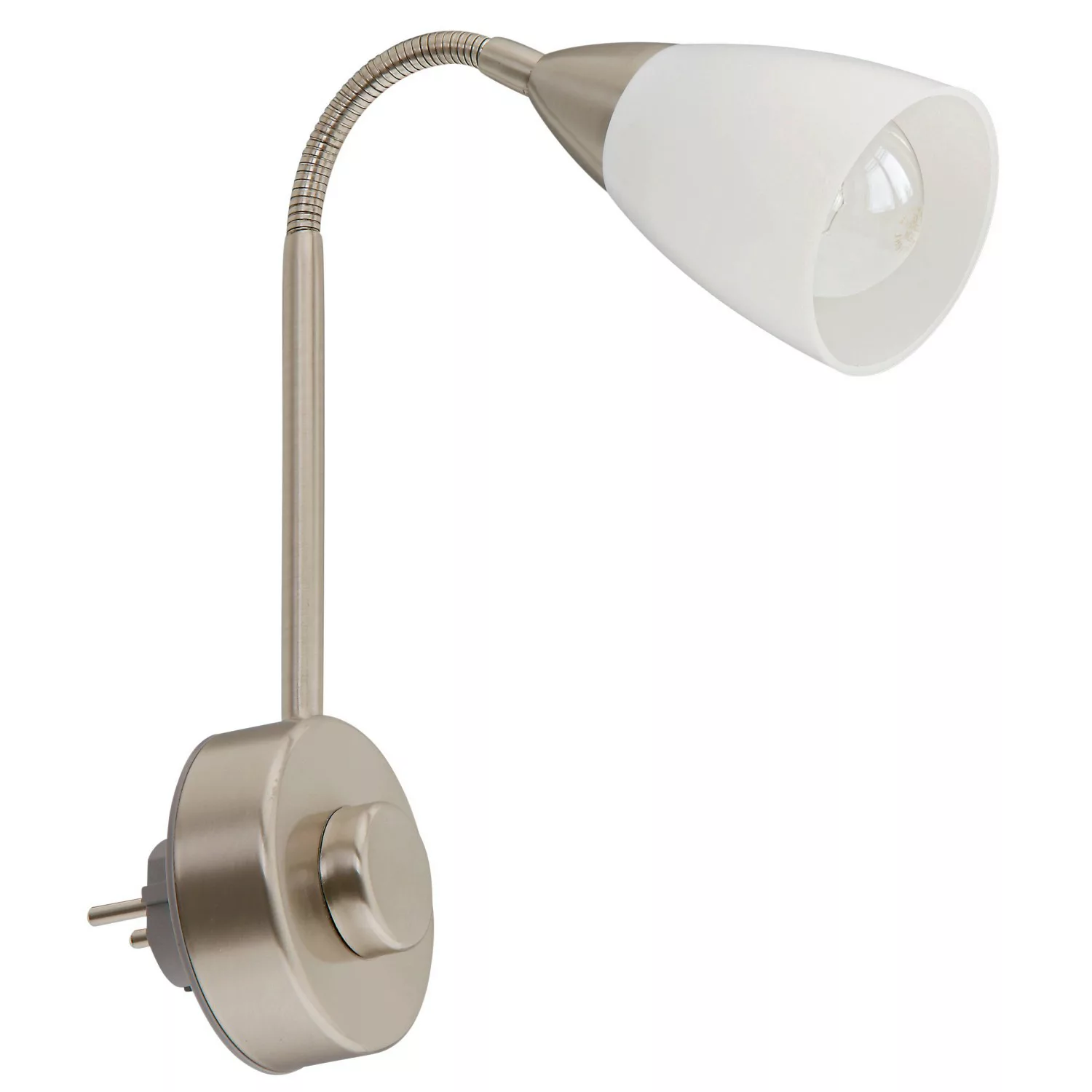 Steckerleuchte, 1-flammig, Nickel-matt - silber - 235 cm - 195 cm - Lampen günstig online kaufen