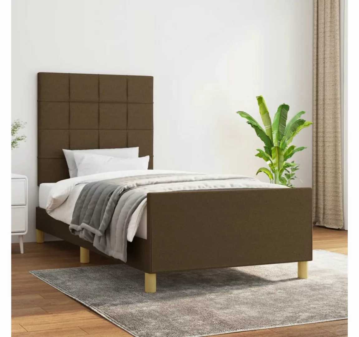 vidaXL Bett, Bettgestell ohne Matratze Dunkelbraun 90x190 cm Stoff günstig online kaufen