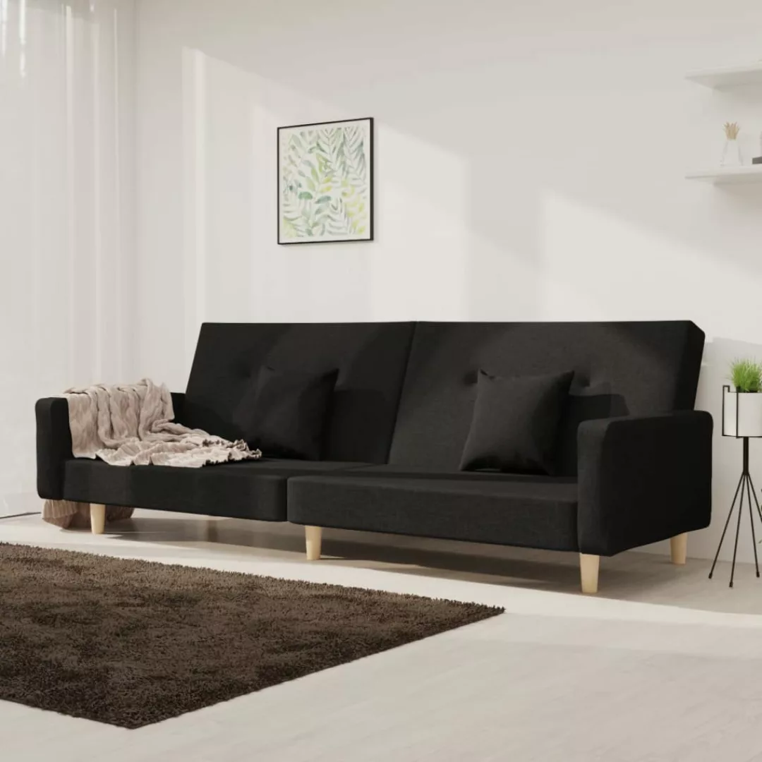 Vidaxl Schlafsofa 2-sitzer Mit 2 Kissen Schwarz Stoff günstig online kaufen