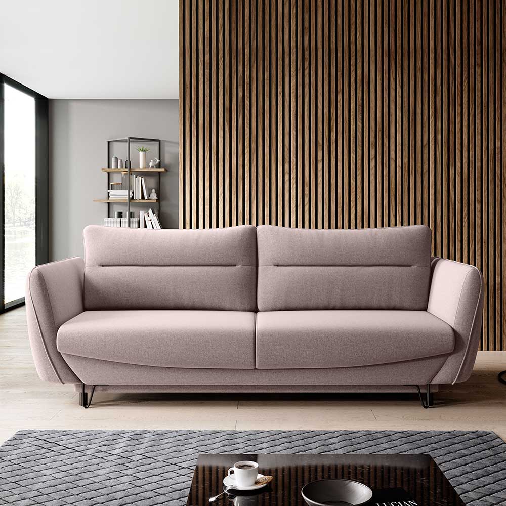 Schlafsofa Dreisitzer Sofa in Hellrosa 236 cm breit günstig online kaufen