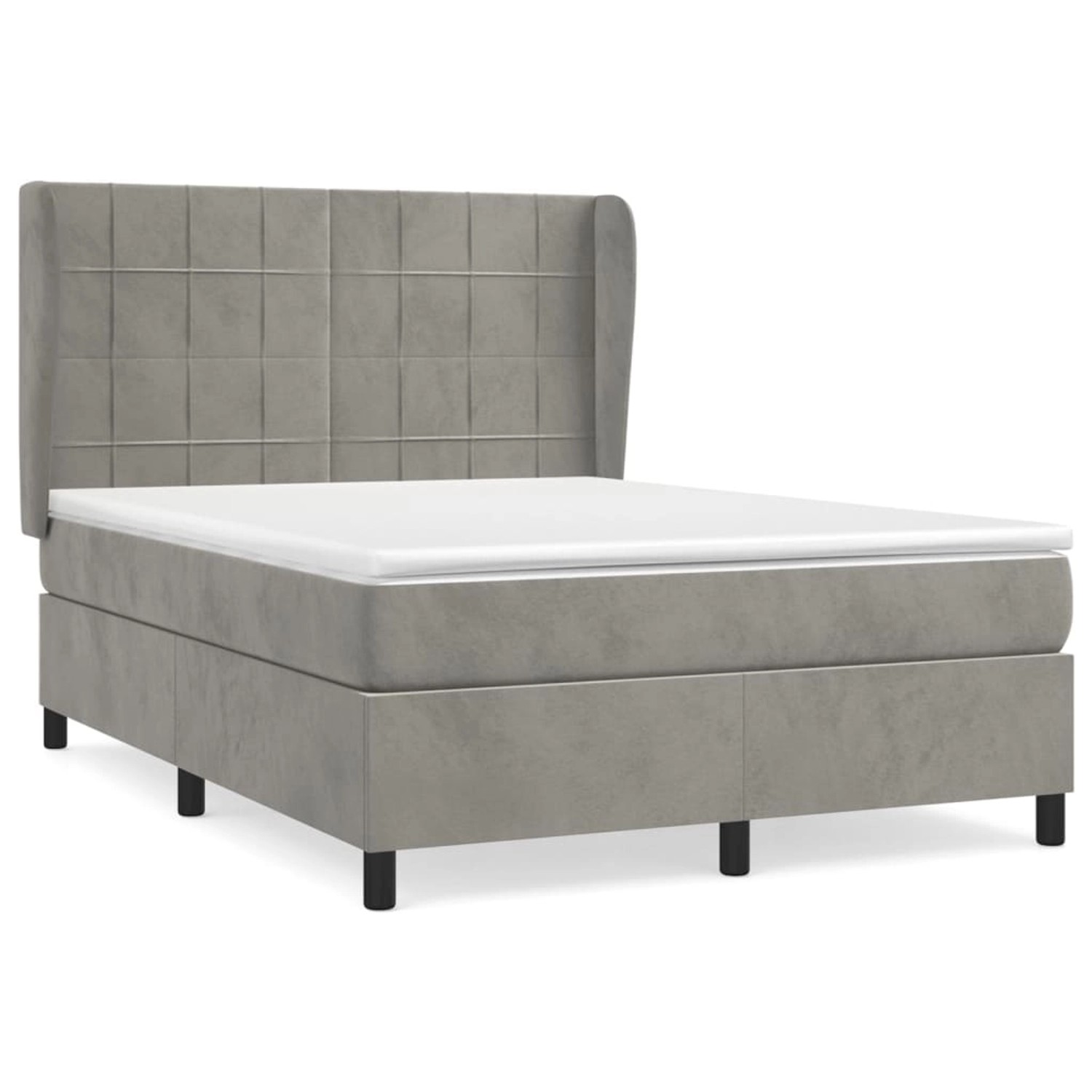 vidaXL Boxspringbett Boxspringbett mit Matratze Hellgrau 140x200 cm Samt Be günstig online kaufen