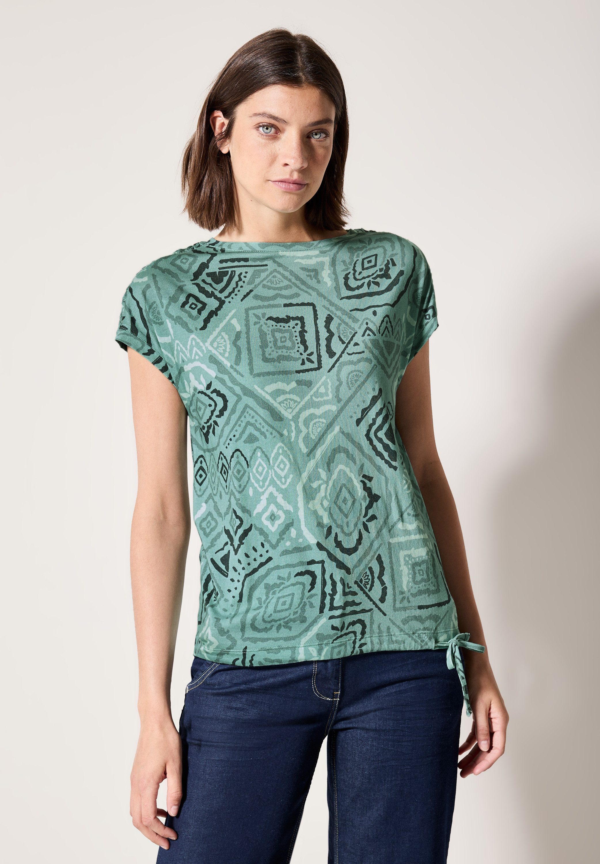 Cecil Print-Shirt, mit Tunnelzug am Saum günstig online kaufen