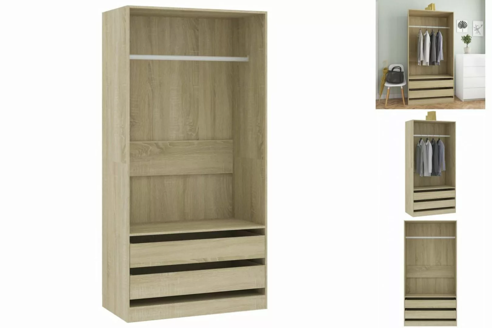 vidaXL Kleiderschrank Kleiderschrank Sonoma-Eiche 10050200 cm Spanplatte günstig online kaufen