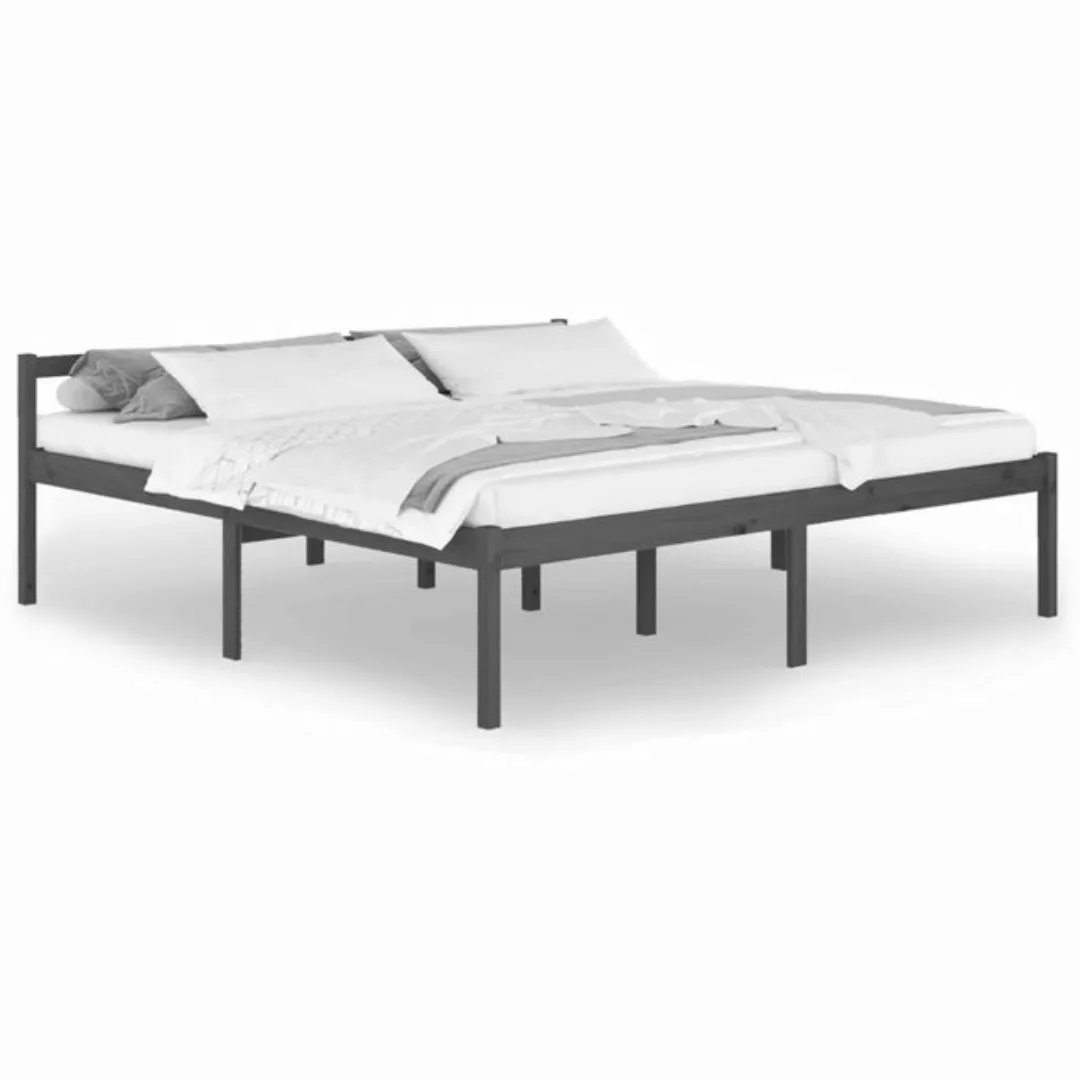 furnicato Bett Seniorenbett Grau 200x200 cm Massivholz Kiefer günstig online kaufen
