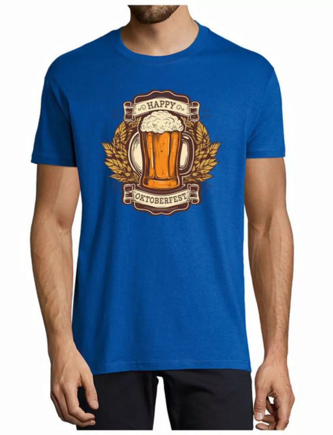 MyDesign24 T-Shirt Herren Fun Print Shirt - Happy Oktoberfest T-Shirt Trink günstig online kaufen