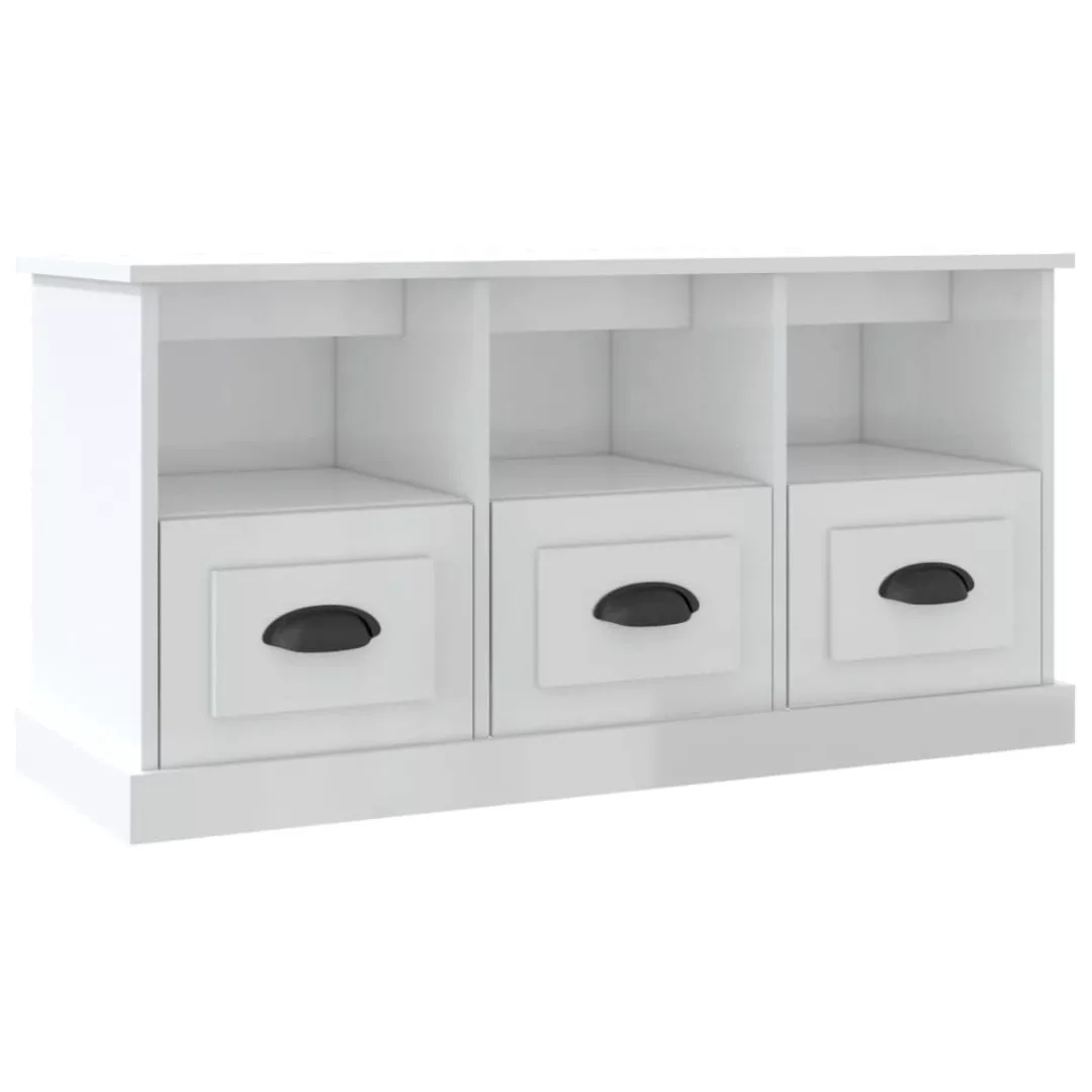 vidaXL TV-Schrank TV-Schrank Hochglanz-Weiß 100x35x50 cm Spanplatte günstig online kaufen