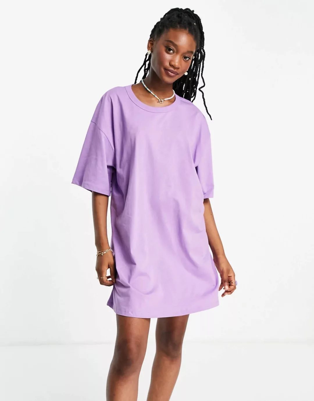 ASOS DESIGN – Oversize-T-Shirt-Kleid in Violett-Lila günstig online kaufen