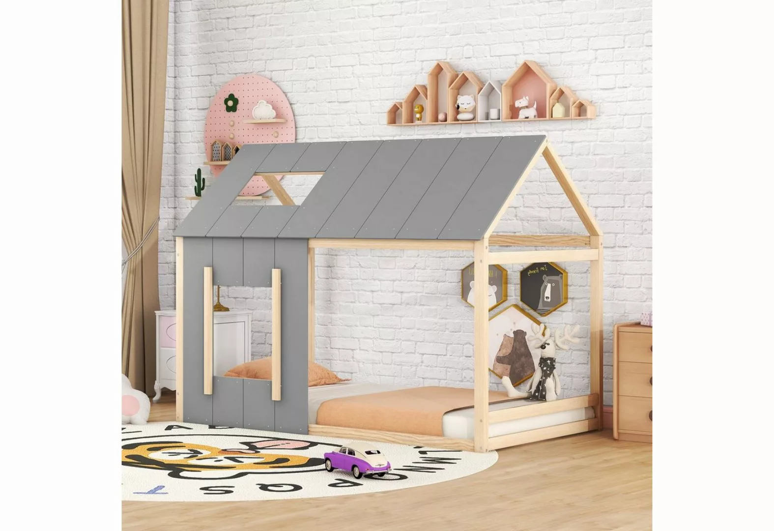 WISHDOR Kinderbett Kinderbett Hausbett Einzelbett (90x200cm, Hausform, Einz günstig online kaufen