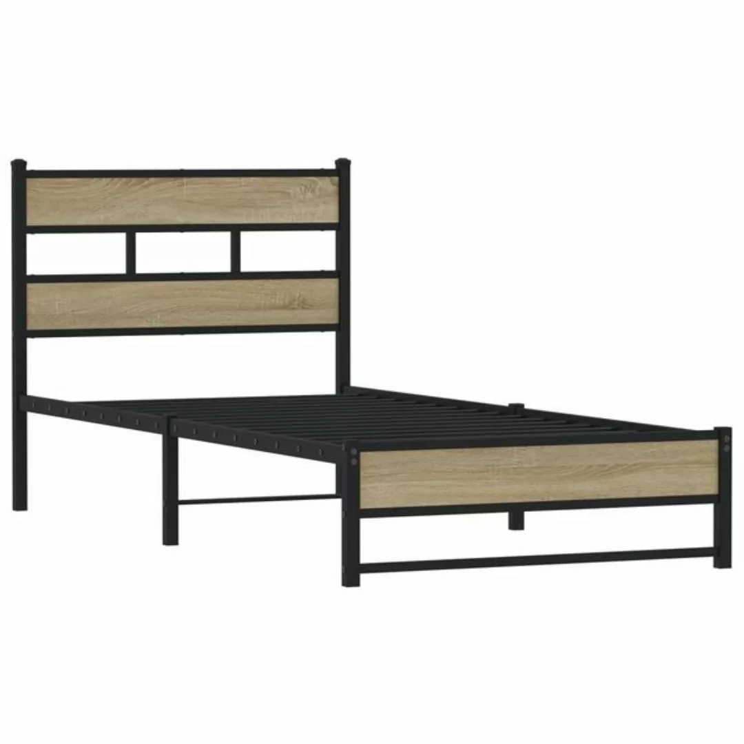 vidaXL Bett Metallbett ohne Matratze Sonoma-Eiche 75x190 cm günstig online kaufen