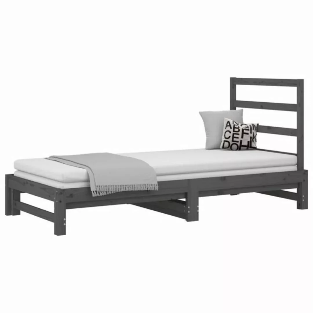 furnicato Bett Tagesbett Ausziehbar Grau 2x(90x200) cm Massivholz Kiefer (1 günstig online kaufen