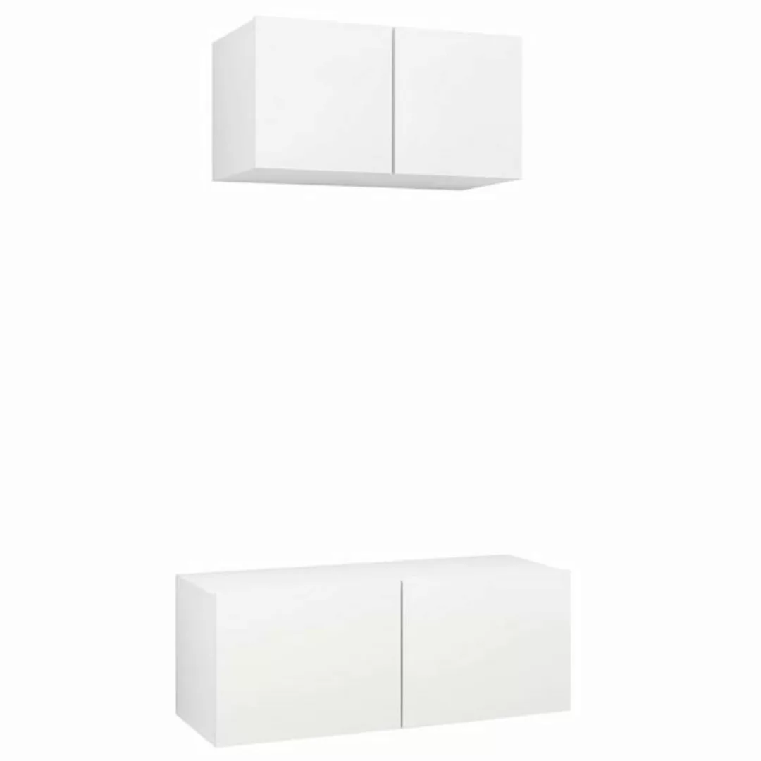 vidaXL TV-Schrank 2-tlg TV-Schrank-Set Weiß Spanplatte günstig online kaufen