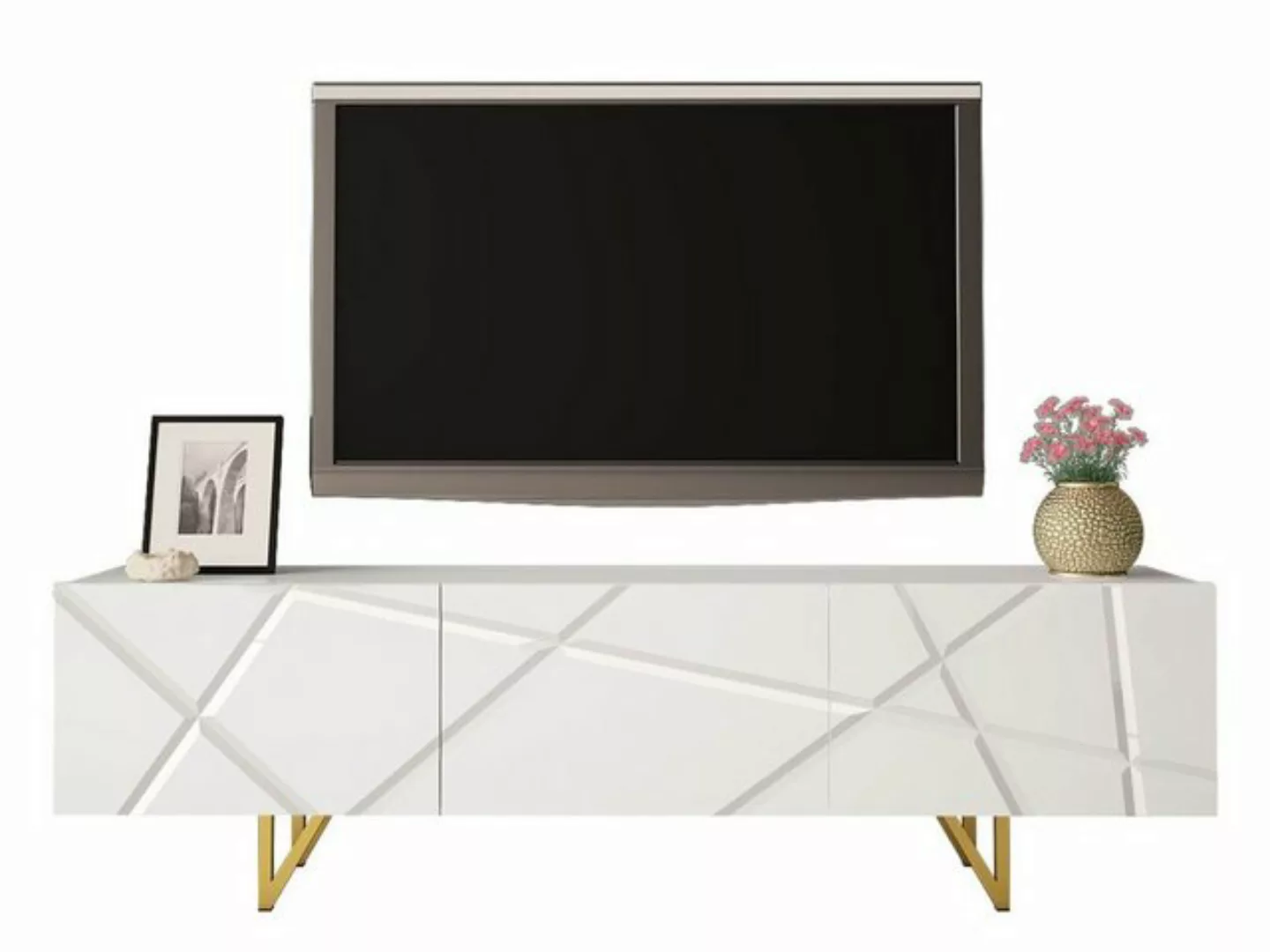 MIRJAN24 TV-Schrank Radom 180 01 (mit 2 Klappe) Gold Metallfüße 16 cm, Steh günstig online kaufen