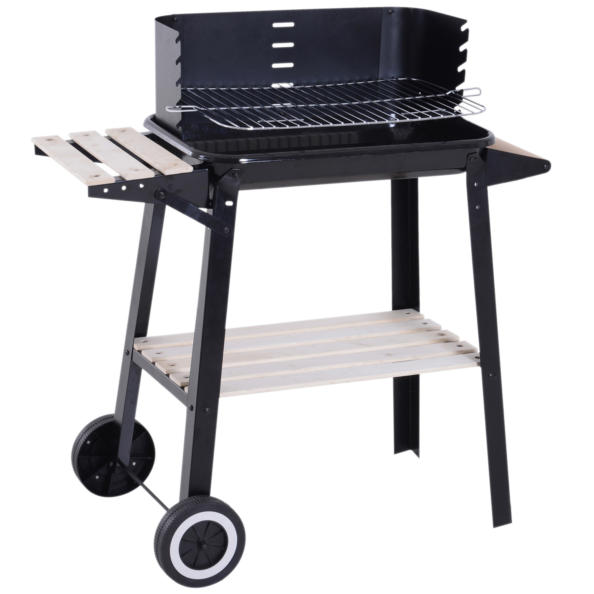 Outsunny Grillwagen Grillstation mit Windschutz 2 Ablagefächer höhenverstel günstig online kaufen