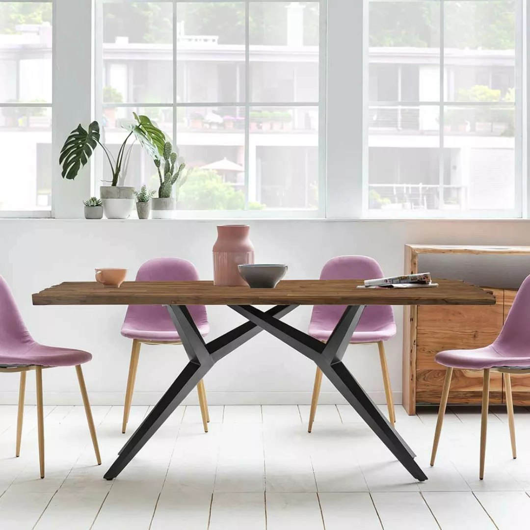 Designeresstisch aus Recyclingholz und Metall Industry und Loft Stil günstig online kaufen