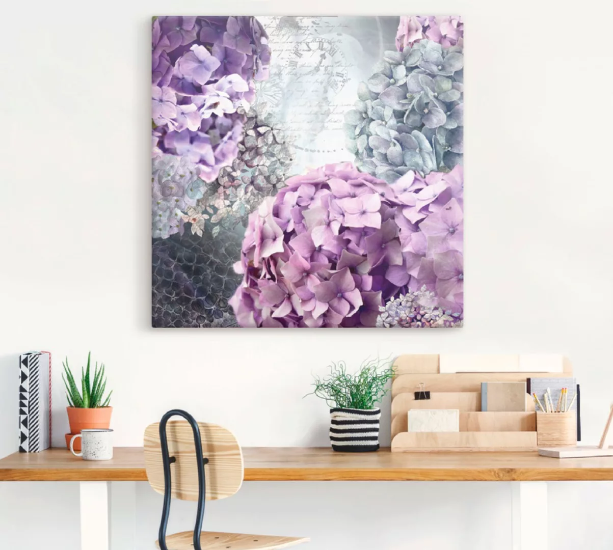 Artland Wandbild "Blau und Grau Hortensie", Blumen, (1 St.), als Alubild, O günstig online kaufen