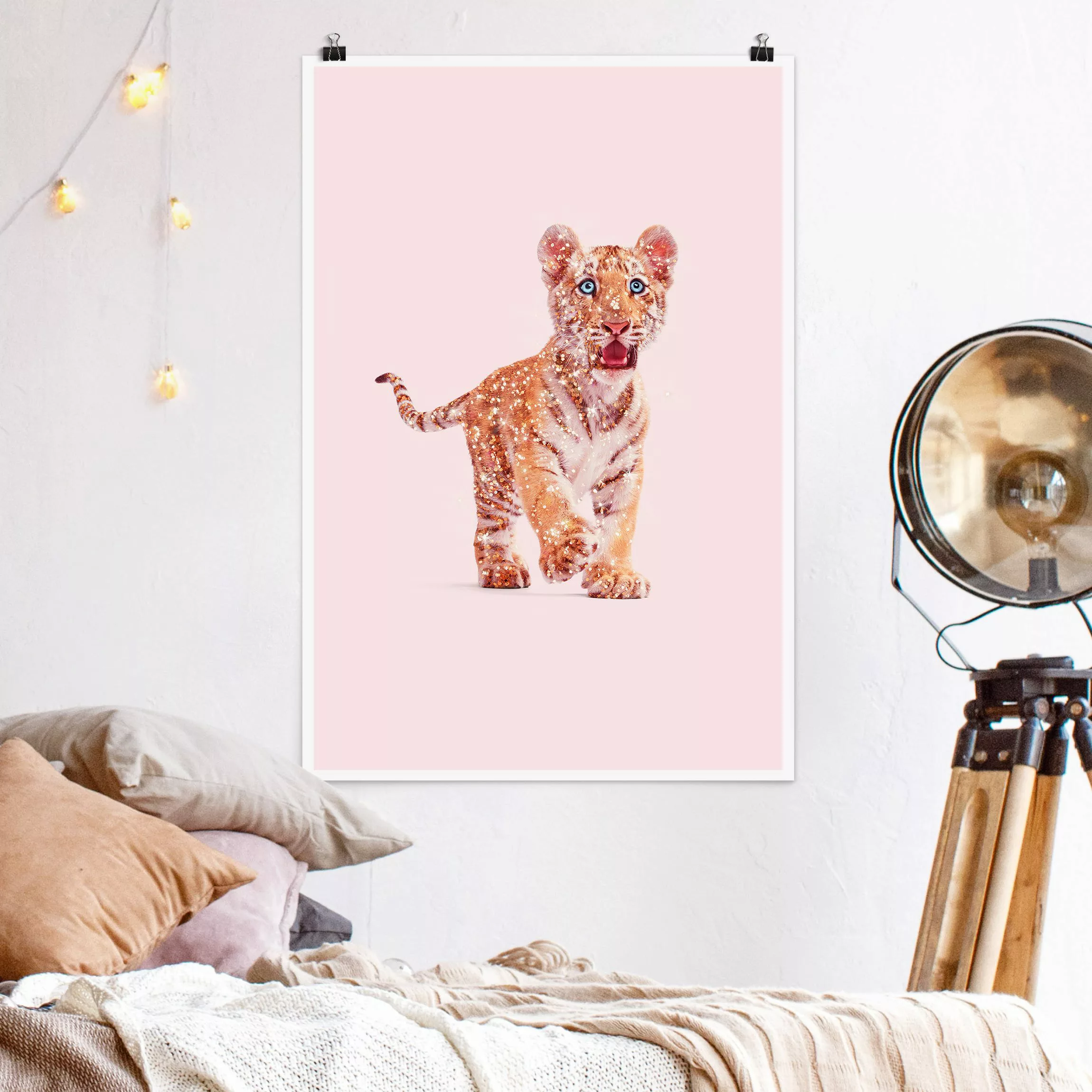 Poster Tiere - Hochformat Tiger mit Glitzer günstig online kaufen