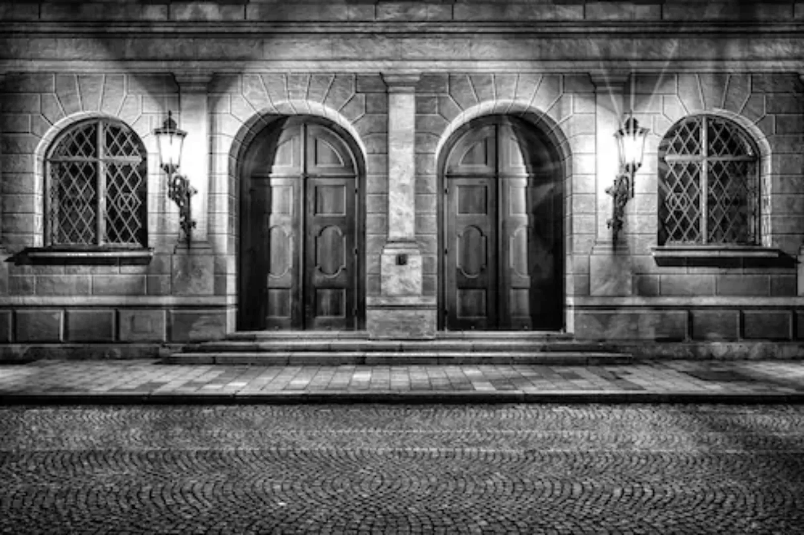 Papermoon Fototapete »Alte Türen Schwarz & Weiß« günstig online kaufen
